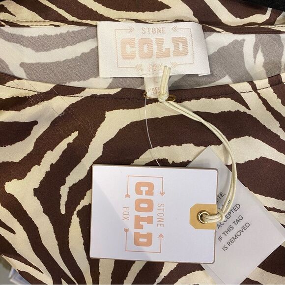 Stone Cold Fox x REVOLVE Basier Mini Dress Brown Zebra Print satin NWT L - Picture 8 of 10